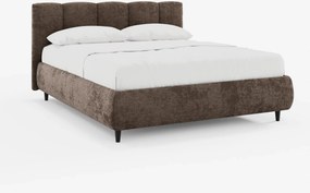 ARKAM letto imbottito con vano contenitore e testiera a lavorazione verticale - design shabby chic in tessuto certificato Oeko-Tex®