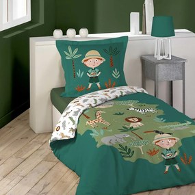Biancheria da letto per bambini in cotone per letto singolo 140x200 cm Leo L'Explorateur - douceur d'intérieur