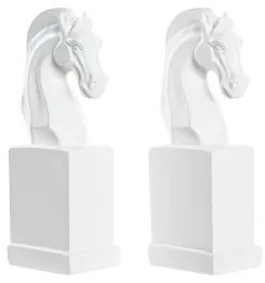 Fermalibri DKD Home Decor Scacchi Bianco Resina Cavallo 10 x 7 x 24 cm