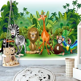 Fotomurale  Jungle Animals  Colore Verde, Dimensioni e Misure 150x105