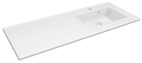 Lavabo integrale rettangolare vasca a destra Neo L 121 x H 11 x P 49 cm in porcellana bianco lucido