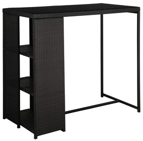 Set da bar da giardino 5 pz con cuscini in polyrattan nero