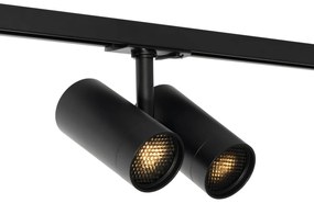Sistema di illuminazione a binario moderno con 3 faretti neri monofase - Iconic Scopio