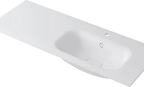Lavabo a incasso rettangolare vasca a destra L 120.5 x H 15 x P 46 cm in resina bianco lucido