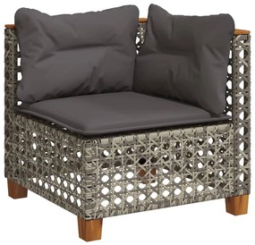 Set divano da giardino 10 pz con cuscini grigio in polyrattan