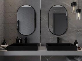 Mexen Loft specchio da bagno ovale 90 x 55 cm, cornice nera - 9851-090-055-000-70
