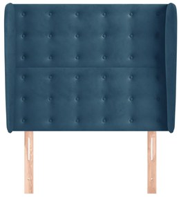 Testiera ad orecchio blu scuro 83x23x118/128 cm in velluto