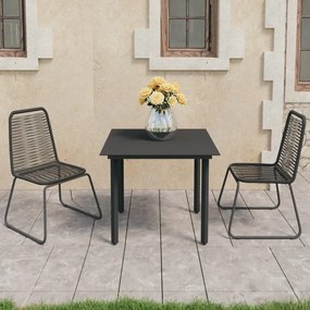 Set Da Pranzo Da Giardino 3 Pz İn Rattan Pvc Nero /