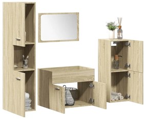 Set Mobili Da Bagno 4 Pz Rovere Sonoma İn Legno Multistrato /