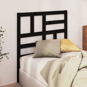Testiera per letto nera 106x4x104 cm in legno massello di pino