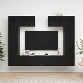 Set di mobili porta tv 6 pz nero in legno multistrato