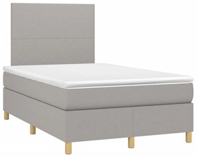 Letto a Molle Materasso e LED Grigio Chiaro 120x190 cm Tessuto