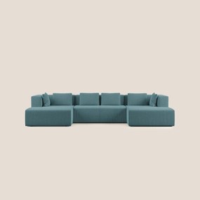 Nettuno divano panoramico in morbido tessuto bouclè T07 azzurro X