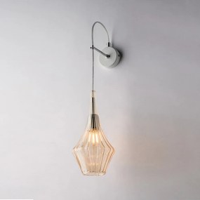 Applique Moderna Zeus Metallo Bianco Vetro Ambra 1 Luce E14