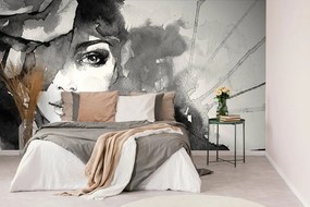 Carta da parati – Ritratto di donna in bianco e nero