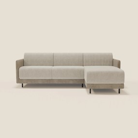 Narciso divano letto angolare con materasso alto 18 cm e penisola contenitore in tessuto bicolore impermeabile T11 e T06