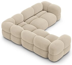 Divano angolare beige con rivestimento in velluto Loretto – Cosmopolitan Design