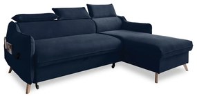 Divano letto angolare in velluto blu scuro (angolo destro) Sweet Harmony - Miuform