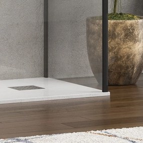 Kamalu - Parete doccia walk in 90x120 angolare profilo nero | KW4000B