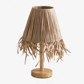 Lampada da tavolo senza fili in legno Nozaine NATURAL - Sklum