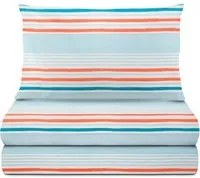 Completo letto 1 piazza e mezza righe azzurre arancione