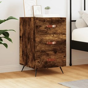 Comodino Rovere Fumo 40x40x66 Cm İn Legno Multistrato /