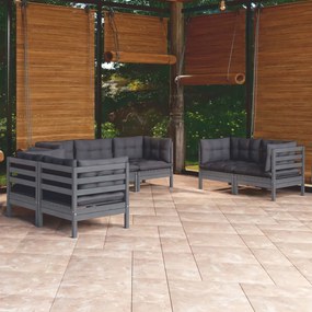 Set divani da giardino 7 pz con cuscini legno di pino