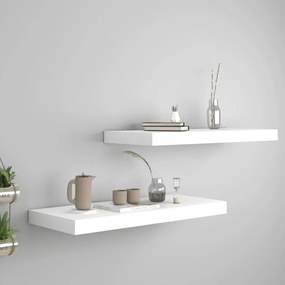 Scaffali A Parete 2 Pz Bianchi 60x23,5x3,8 Cm İn Mdf /