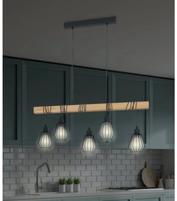Lampadario Industriale Tabodi nero paralume nero 5x E27 Ø21.5cm INSPIRE