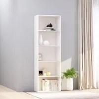 Libreria a 5 Ripiani Bianca 60x30x189 cm in Legno Multistrato 800990