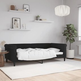 Letto Da Giorno Nero 90x190 Cm İn Velluto /