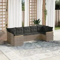 Set Divani da Giardino 7 pz con Cuscini Grigio in Polyrattan 3258672