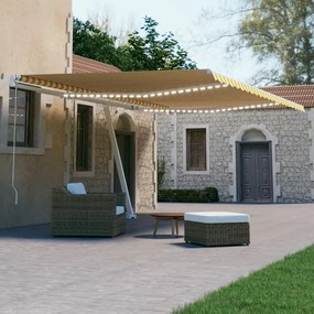 Tenda Automatica Sensore Vento E Led 500x300 Cm Gialla Bianca /