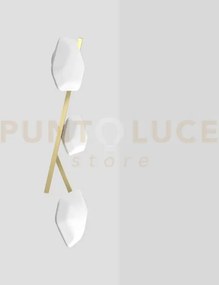 Modulor plafoniera applique 3 bianco satinato e ottone verniciato l...