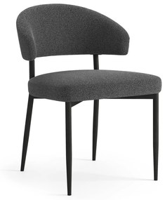 IRIS Antracite [Grigio Scuro] (tessuto Monza 130) - MODERNA SEDIA IMBOTTITA BOUCLÉ PER SALONE/SALA DA PRANZO LOFT
