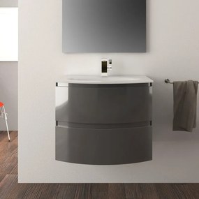 Mobile da bagno sospeso sotto lavabo L 70 x H 55 x P 50 cm grigio laccato lucido, 2 cassetti BADEN HAUS Vague