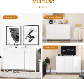 Credenza 12 Ripiani Interni 120x35x85 cm in Truciolato Bianco...