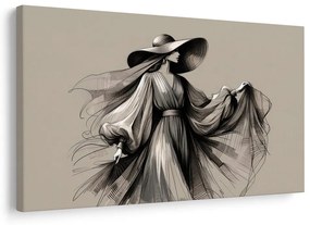 Quadro su tela – Donna con vestito e cappello