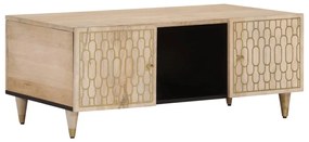 Tavolino Da Salotto 100x54x40 Cm İn Legno Massello Di Mango /