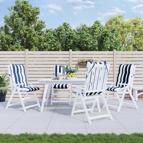 Cuscini Sedia Schienale Alto 4 Pz Bianco E Blu Tessuto Oxford /