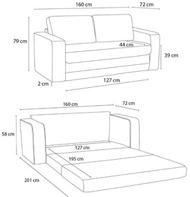 Divano beige allungabile 160 cm Come – Bobochic Paris