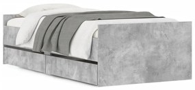Giroletto con cassetti grigio cemento 90x190 cm