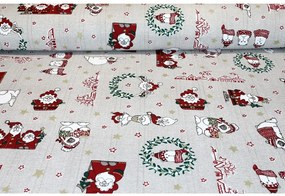 Federa natalizia in cotone Babbo Natale su beige