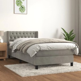 Giroletto A Molle Con Materasso Grigio Chiaro 100x200cm Velluto /