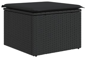 Set Divani da Giardino 11 pz con Cuscini in Polyrattan Nero