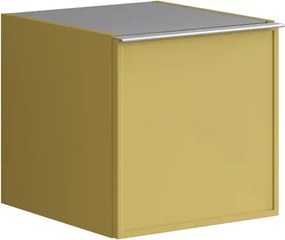 Base laterale Pixel con anta Frame laccato opaco giallo sole e maniglia alluminio brillante L.40 H.40 P.45,5 cm.