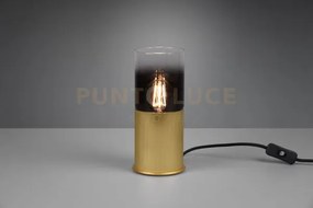 Lampada robin vetro fumè e trasparente d.25,5cm cilindro metallo o...