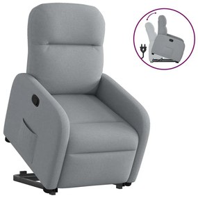 Poltrona Alzapersona Reclinabile Grigio Chiaro İn Tessuto /