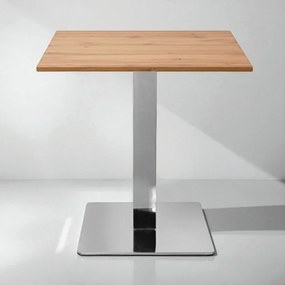 Tavolo bar pub ristorante 70x70 cm base argento e piano laminato Rovere H 75