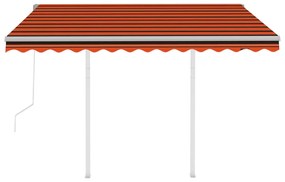 Tenda Retrattile Automatica con Pali 3,5x2,5m Arancio e Marrone